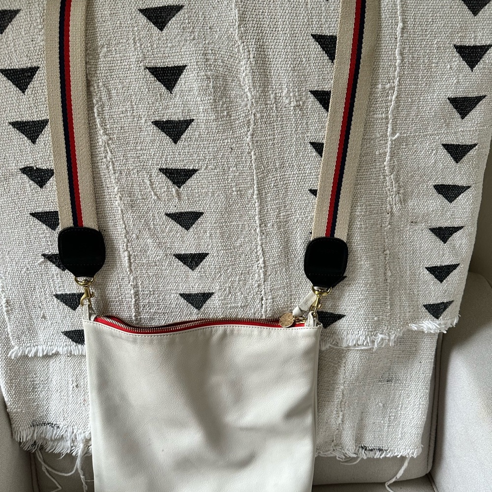 Clare V Large White Pouch w/ Strap